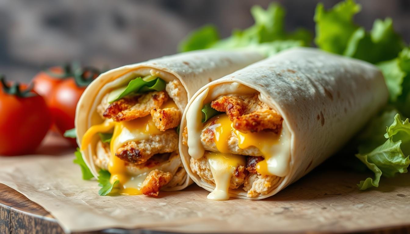 Cheesy Garlic Chicken Wraps