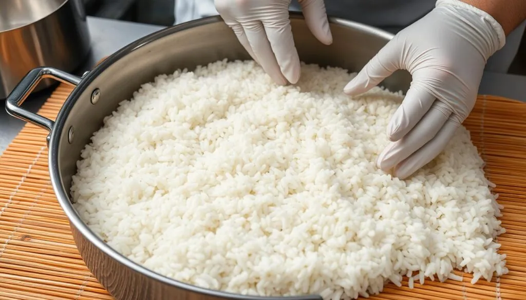 Sushi Rice Preparation for Salmon Sushi Bake